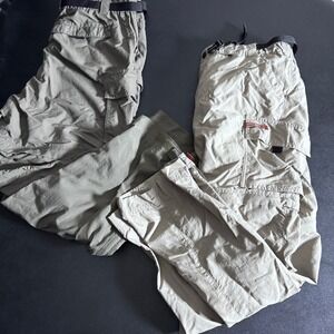 REI Cargo Hiking Pants Womens 12P Khaki Green Nylon UPF 50+ Outdoor Zip Off